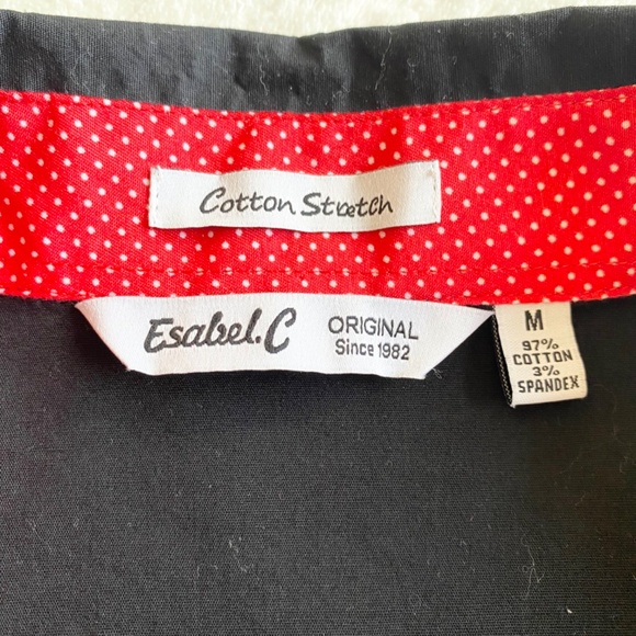 Isabel.C Cotton Stretch Slim-Fit Button-Down shirts M Long Sleeve Black/Red - Picture 5 of 8
